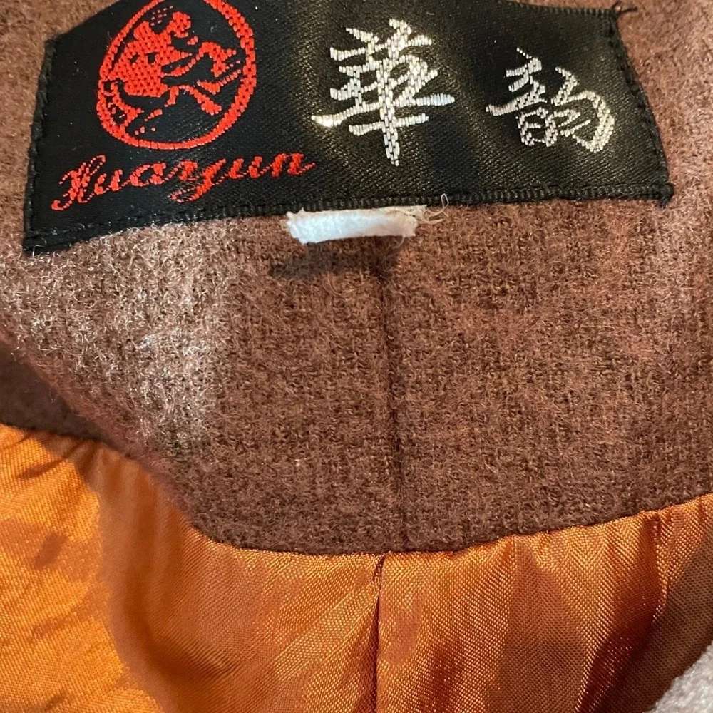 VTG Huazun Embroidered Wool‎ Blend Jacket Rust Brown Artsy Boho Whimsigoth